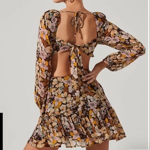 TEYLA FLORAL CUTOUT LONG SLEEVE MINI DRESS